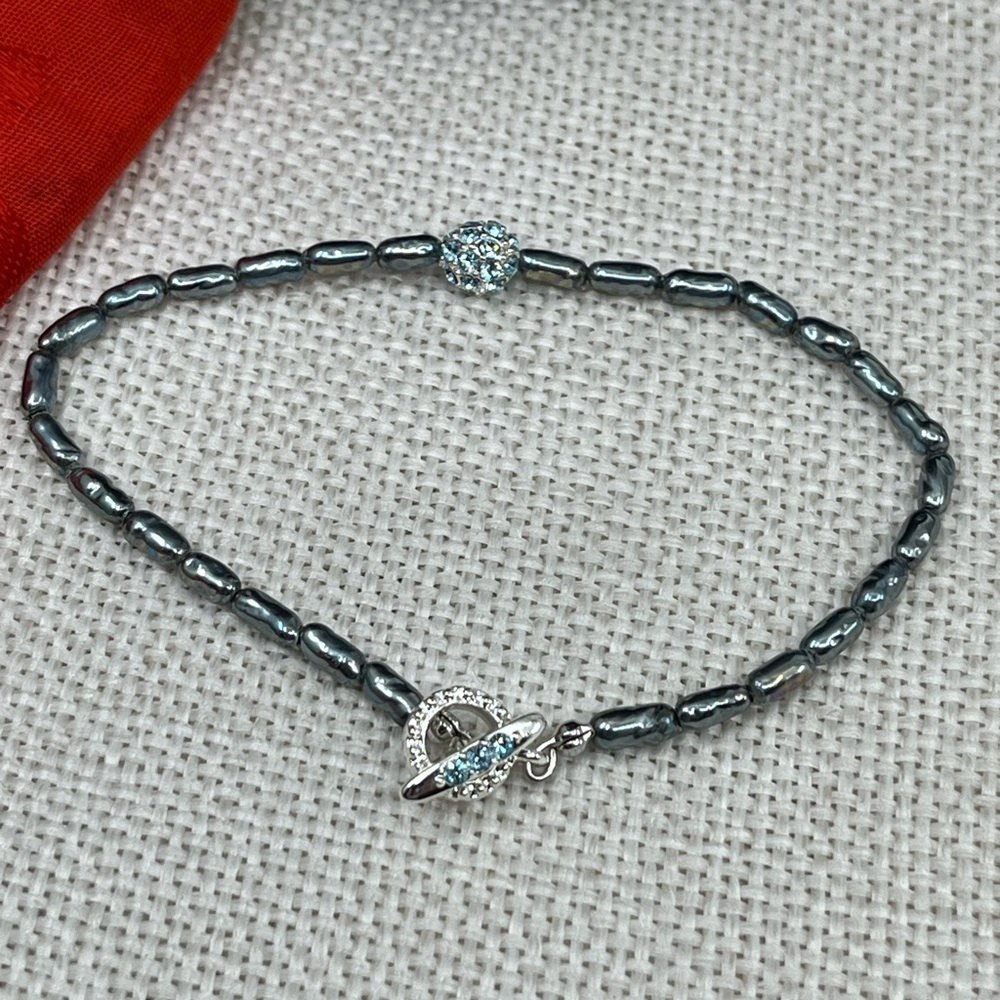 Vintage Hematite and Rhinestone Accented Bracelet – 8” - Picture 8 of 16